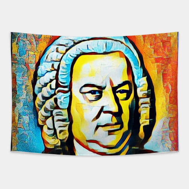 Johann Sebastian Bach Abstract Portrait | Johann Sebastian Bach Artwork 2 Tapestry by JustLit