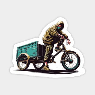 Anime boy on cargo bike Magnet