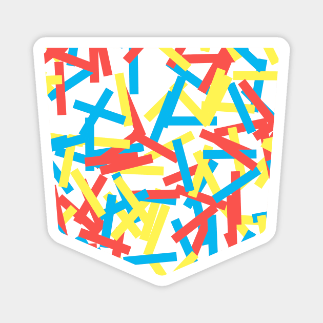 Pocket - CONFETTI PARTY RED YELLOW BLUE Magnet by ninoladesign