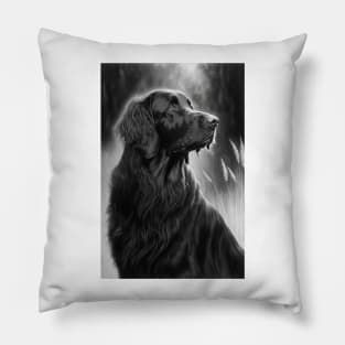 Flatcoated retreiver "lucy" Pillow
