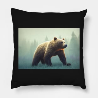 Grizzly Bear in the Woods Pillow