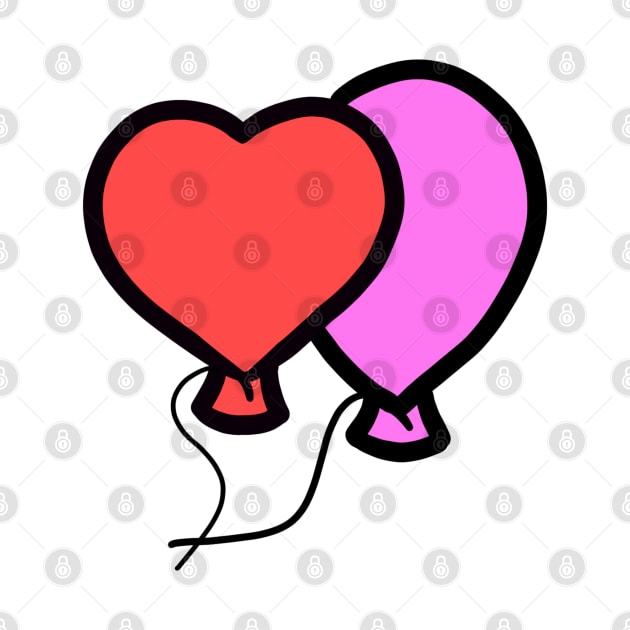 Cute Valentines Day Heart Love Baloons by Artmmey