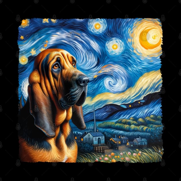 Starry Bloodhound Dog Portrait - Pet Portrait by starry_night
