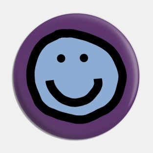 Minimal Happy Smiley Face Blue Pin