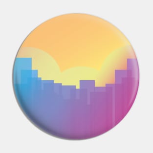 Sunrise in future cyberpunk city Pin