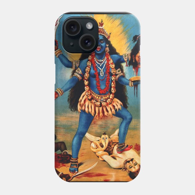 Kali trampling Shiva Phone Case by kaliyuga