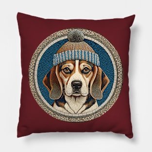 Beagle dog dressed for winter Pillow