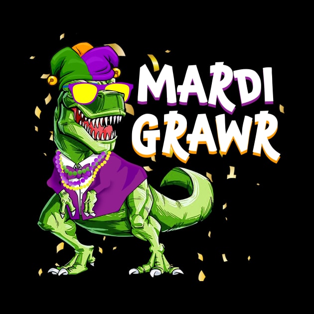 Mardi Grawr T Rex Tshirt Dinosaur Mardi Gras Costume Shirt by Danielsmfbb