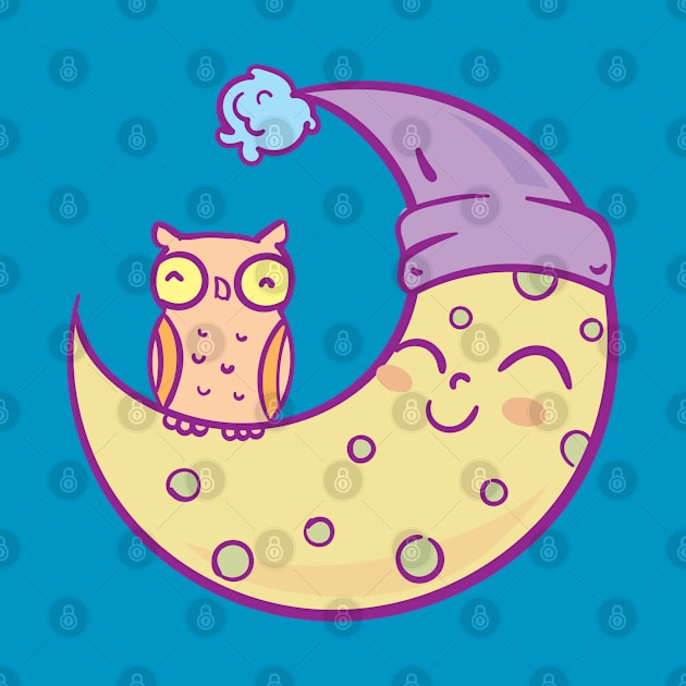 Sleepy Moon with owl by holidaystore