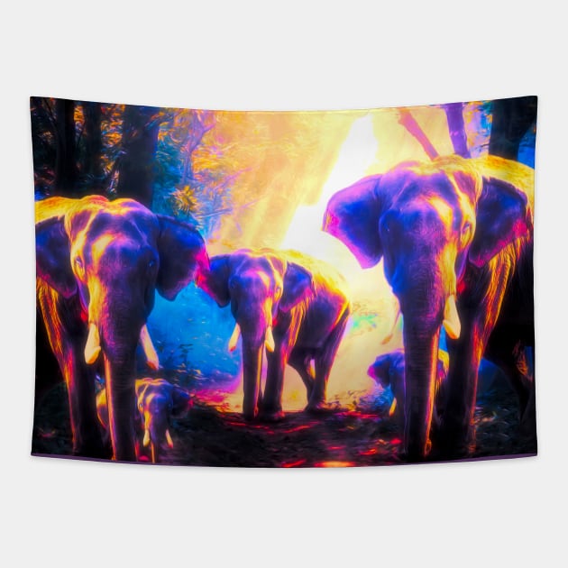 Elephants Family Tapestry by jasminaseidl