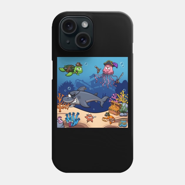 Pirate Sea Creatures Phone Case by TheMaskedTooner