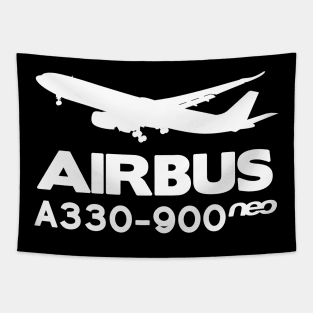 Airbus A330-900neo Silhouette Print (White) Tapestry