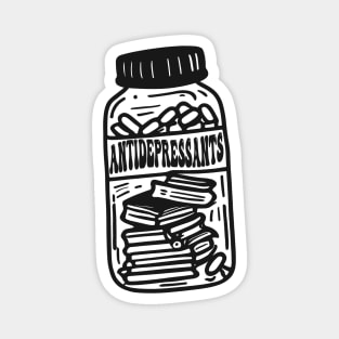 Anti-Depressant Books Shirt, Jar of Books, Antidepressant Pill Bottle, Book Lover Gift, Bookish, Mental Health, Reading is my Therapy Magnet