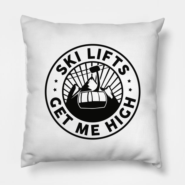 Ski Lifts Get Me High Pillow by LuckyFoxDesigns