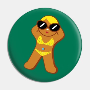 Tan Gingerbread Girl Holiday Pin