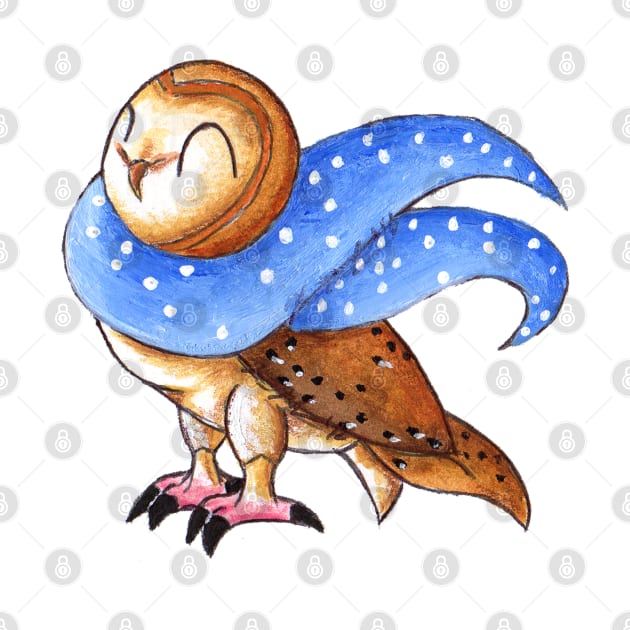 Cozy Christmas Barn Owl by KristenOKeefeArt