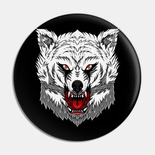 White Wolf Head Intimidation Pin