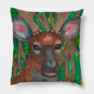 Deer with big horns in forest Pillow