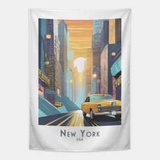 Vintage New York Sunset Drive Tapestry