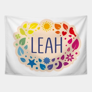 Leah name with colorful leaves Tapestry