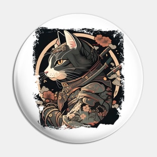 Japanese Cat Samurai Katana Sameowrai Anime Funny Pin