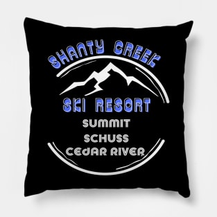 Shanty Creek Resort  Michigan USA. White text. Gift Ideas For The Ski Enthusiast. Pillow