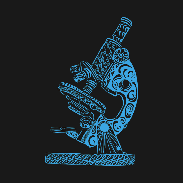 Scientific Microscope Line Drawing (Light Blue) by littlecurlew