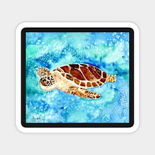 sea turtle square art painting Magnet