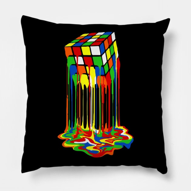 Melting Rubiks Cube Pillow by inkstyl