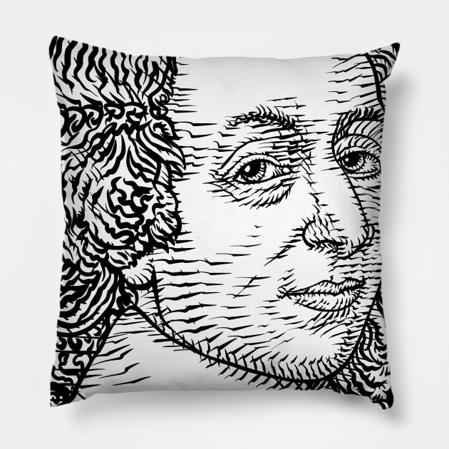 BLAISE PASCAL ink portrait Pillow by lautir