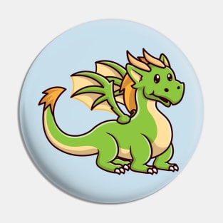 Cute Teenager Green Dragon Cartoon Pin