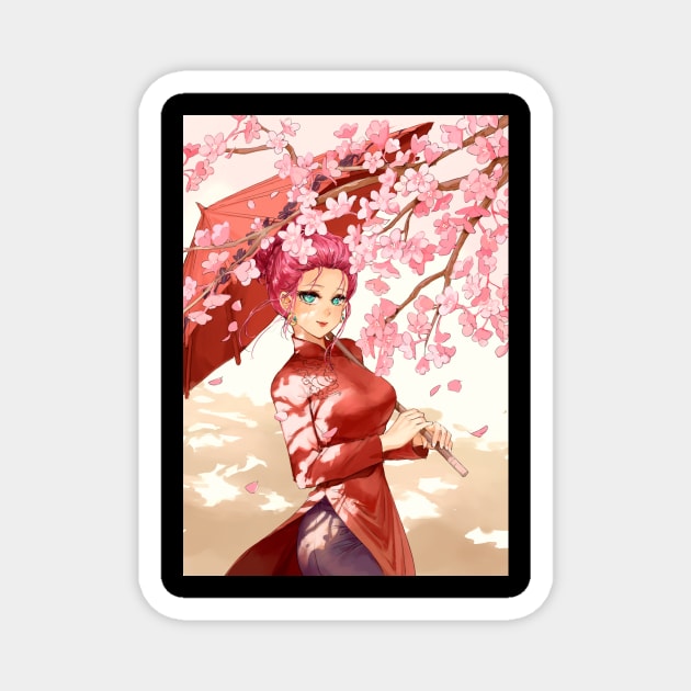 Cherry Blossom Viewing Magnet by RobustaArt