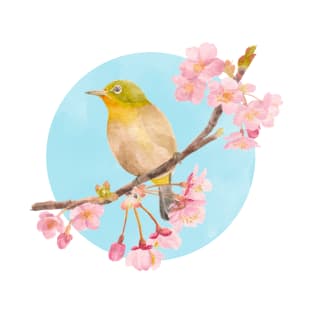 Cape White-eye with Sakura T-Shirt