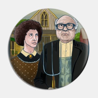 American Gothic with Danny DeVito and Rhea Perlmann Pin