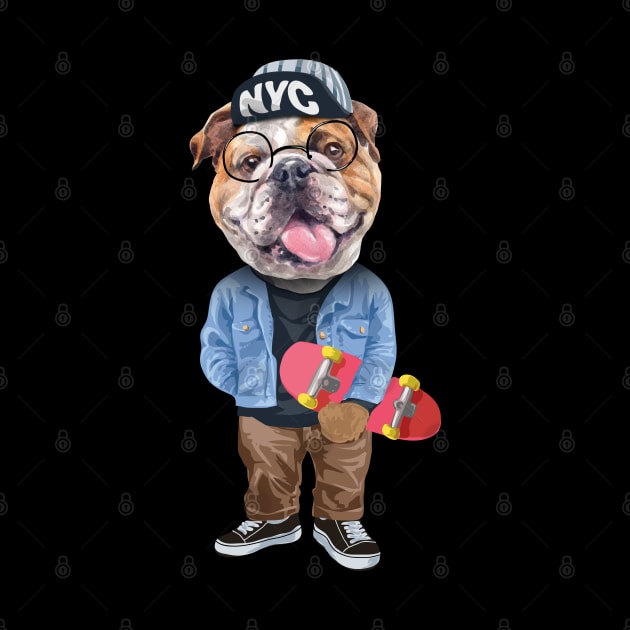 Funny English bulldog - Skateboard by obodo