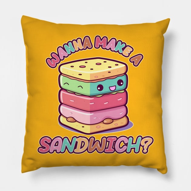 Wanna Make a Sandwich? Kawaii Ice Cream Sandwich Pillow by DanielLiamGill