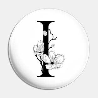Letter I Monogram - Floral Initial Pin