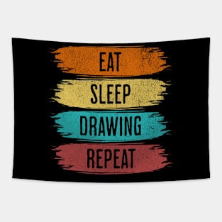 Eat Sleep Drawing Repeat Tapestry