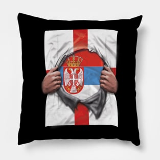 Serbia Flag English Flag Ripped - Gift for Serbian From Serbia Pillow