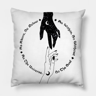 Hand and Moon Print Pillow