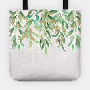 Eucalyptus watercolor Greenery Leaves With Gold Foil Tote