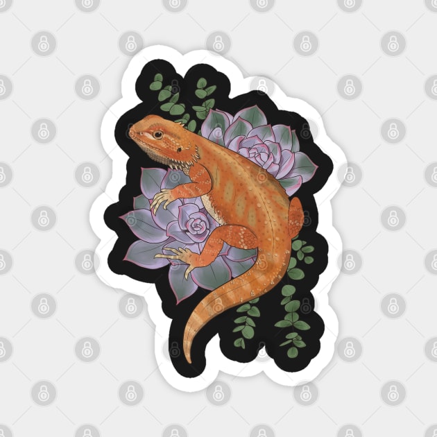 Bearded Dragon with Succulents Magnet by starrypaige