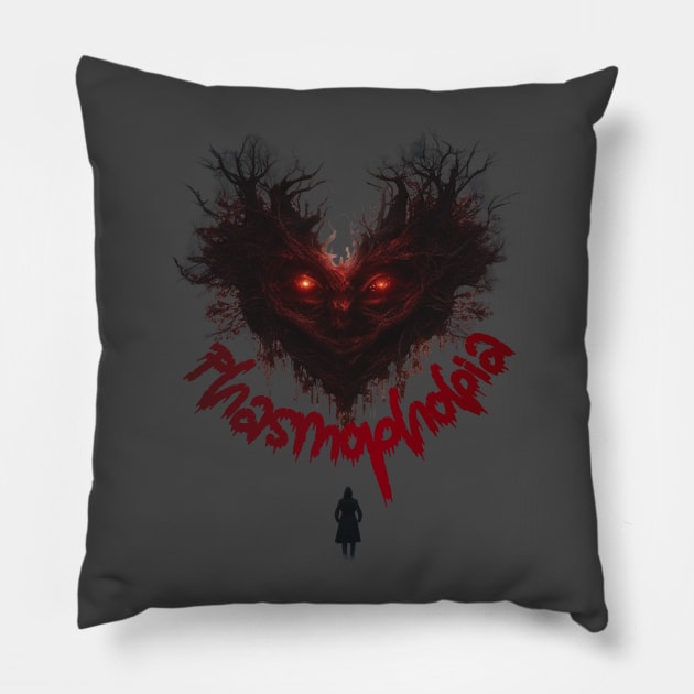 Palsmophobia Horror T-shirt Pillow by Nikkhil-Teestee