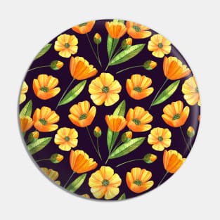 Botanical Floral Seamless pattern - yellow poppies Pin