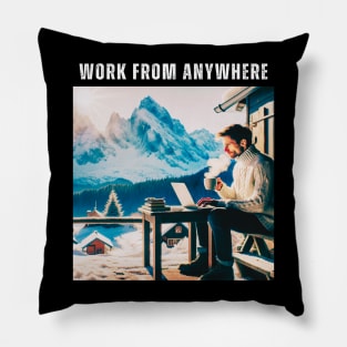 Work From Anywhere - Mountains and Snow Pillow