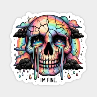 "I'm Fine" Crying Cracked Skull Magnet