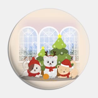 Cute cats are waiting for Christmas eve Pin