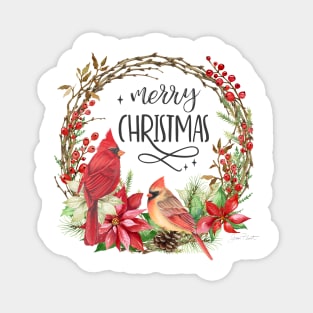 Cardinal Christmas Wreath A2 Magnet