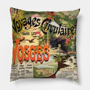 Les Vosges France Vintage Railroad Poster 1890 Pillow