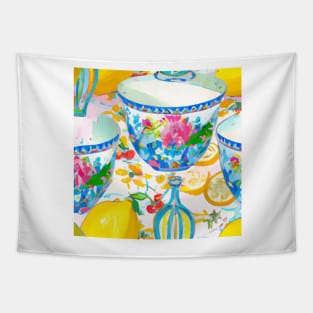 Lemons and chinoiserie bowls Tapestry